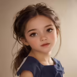 the little girl is looking in the camera