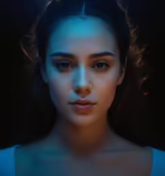 a girl is shown with eyes like she was in the movie alien