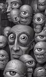a bunch of different looking faces with some faces in the middle
