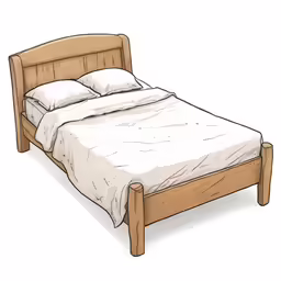 a bed has two pillows and no sheets on it