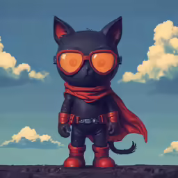 this is a cat with goggles and a cape