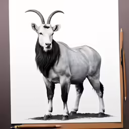 a painting of a goat wearing a long mane