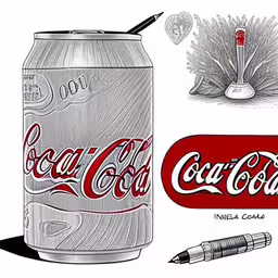 a coca cola drawing with pen and ink,an image of a painting of coca cola