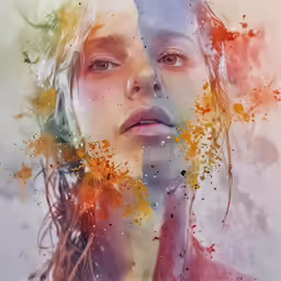 the woman is depicted in an artistic painting
