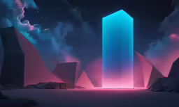 a very tall blue structure sitting in the middle of a desert