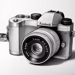 a silver camera on a white background