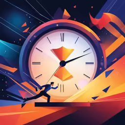 a person running toward a large clock on the ground