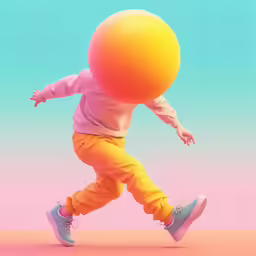 a young girl with a ball as her head