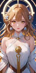 a pretty blonde anime girl with long hair and an angel tail