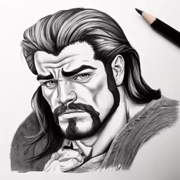 a pencil drawing of the face of star trek