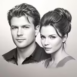 a couple in black and white with their heads close together