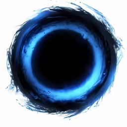 a black circle with blue highlights around it