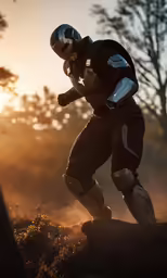 the man is getting ready to practice his stance