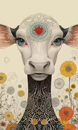 a very cute cow with a weird look to it