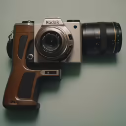 a camera is sitting on a table with an open lens