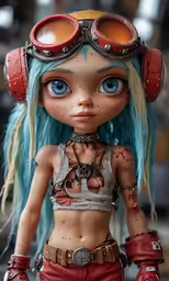 a doll with headphones on top of her face