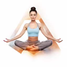 a woman sitting in yoga position while meditating