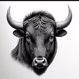 an ox is standing in the center of a plain