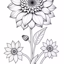 a flower in black and white with leaves,a flower with leaves is drawn in the form of a tattoo