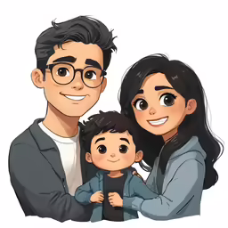 a family portrait drawn using adobe