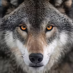 a wolf with a lot of snow on its face