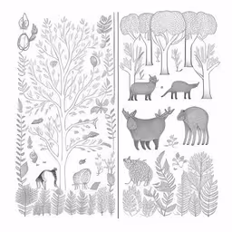 two books with animals and plants in it