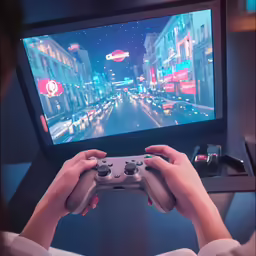 there is a person holding a video game controller