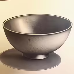 a painting of a bowl in progress