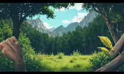 there is someone that is reaching up in the forest