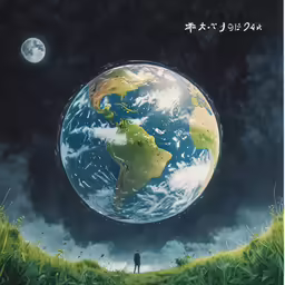 a poster depicting the earth being deforesed by wind and moonlight