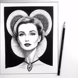 a drawing of a woman with big hair