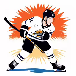 a man is skating on an orange and black field
