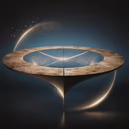 an artistic photo shows the effect of light on a circular table