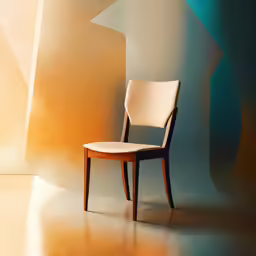 a chair that is against a wall