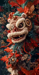 chinese sculpture has been digitally altered to look like a dragon