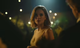 woman wearing black dress in a group with lights