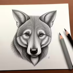a drawing of a wolf