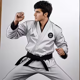 this is a drawing of an image of a man with a karate kick