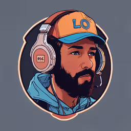 a close up of a person wearing headphones and earphones,a drawing of a man with headphones in his ears