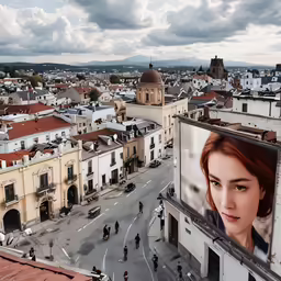 an image of a photo of the head on a billboard