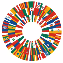 an illustrated circle of flags of the world