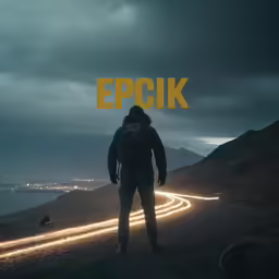 a man standing on the side of a road at night