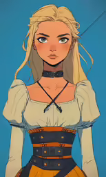 the girl with blonde hair in a short skirt with a collar