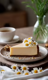 a piece of cheesecake sitting on top of a white plate