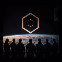 an image of a group of people standing near the earth