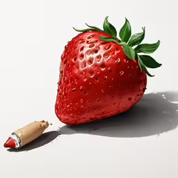 an image of a single strawberry and the rest half full