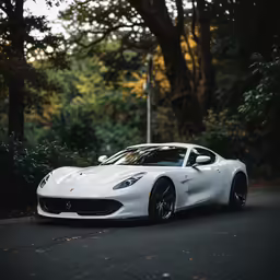 a white car parked on the side of the road