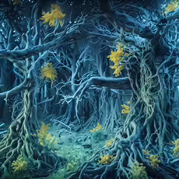 the inside of an evil forest