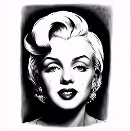 the drawing shows a close up of a woman with her hair in high bangs