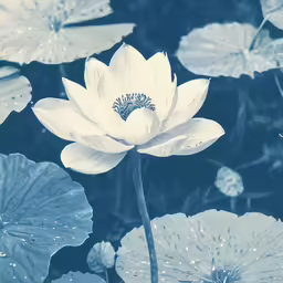 lotus flowers are blooming in an ornate pond